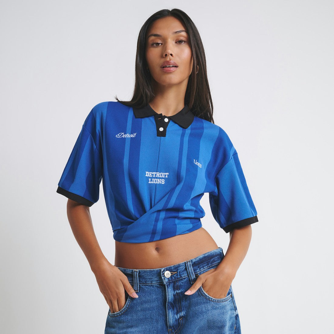 Detroit Lions Off Season Women's Rugby T-Shirt Blue
