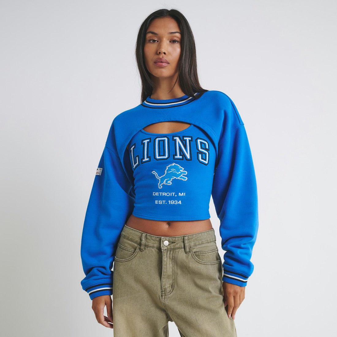 Detroit Lions Off Season Women's Fleece Shrug Cami Blue