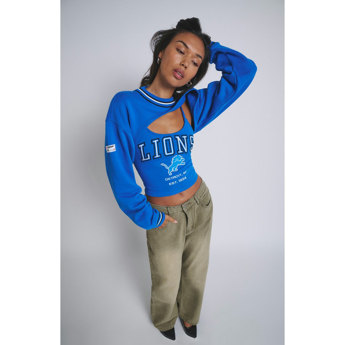 Detroit Lions Off Season Women's Fleece Shrug Cami Blue