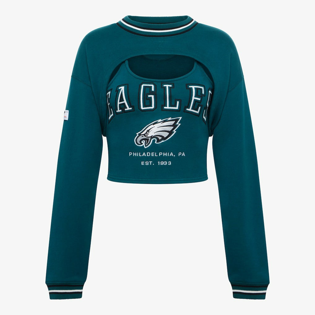 Philadelphia Eagles Off Season Women's Fleece Shrug Cami Midnight Green