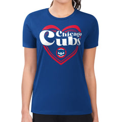 Chicago Cubs G-III 4Her by Carl Banks Women's Super-Slim Fit Lightweight Double Heart T-Shirt - Royal T-shirts