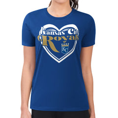 Kansas City Royals G-III 4Her by Carl Banks Women's Super-Slim Fit Lightweight Double Heart T-Shirt - Royal T-shirts