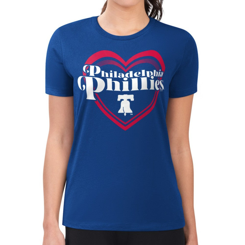 Philadelphia Phillies G-III 4Her by Carl Banks Women's Super-Slim Fit Lightweight Double Heart T-Shirt - Royal T-shirts