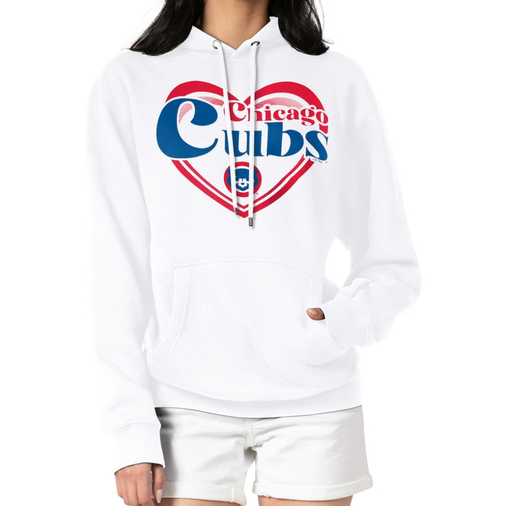 Chicago Cubs G-III 4Her by Carl Banks Women's Double Heart Fleece Pullover Hoodie - White Hoodies