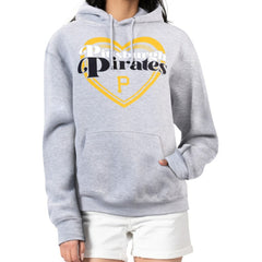 Pittsburgh Pirates G-III 4Her by Carl Banks Women's Double Heart Fleece Pullover Hoodie - Gray Hoodies