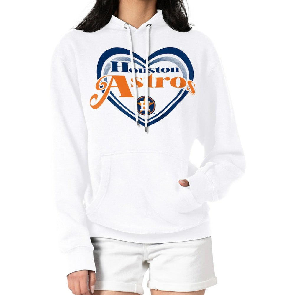 Houston Astros G-III 4Her by Carl Banks Women's Double Heart Fleece Pullover Hoodie - White Hoodies
