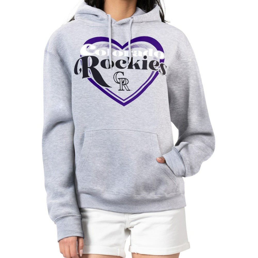 Colorado Rockies G-III 4Her by Carl Banks Women's Double Heart Fleece Pullover Hoodie - Gray Hoodies