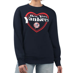 New York Yankees G-III 4Her by Carl Banks Women's Double Heart Fleece Pullover Sweatshirt - Navy Pullover
