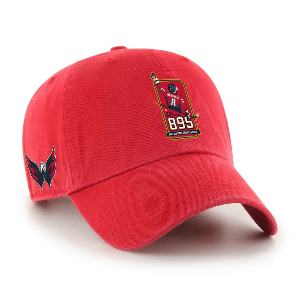 NHL Alexander Ovechkin Washington Capitals '47 895 Most Goals of All Time Clean Up Adjustable Hat - Red
