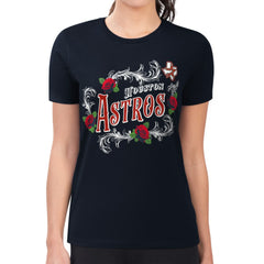Houston Astros G-III 4Her by Carl Banks Women's Super-Slim Fit Lightweight Retro Roses T-Shirt - Navy T-shirts