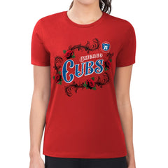 Chicago Cubs G-III 4Her by Carl Banks Women's Super-Slim Fit Lightweight Retro Roses T-Shirt - Red T-shirts