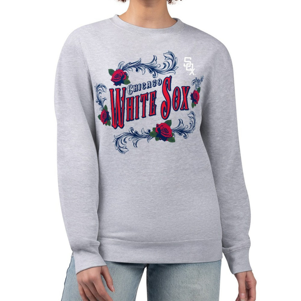 Chicago White Sox G-III 4Her by Carl Banks Women's Retro Roses Fleece Pullover Sweatshirt - Gray Pullover