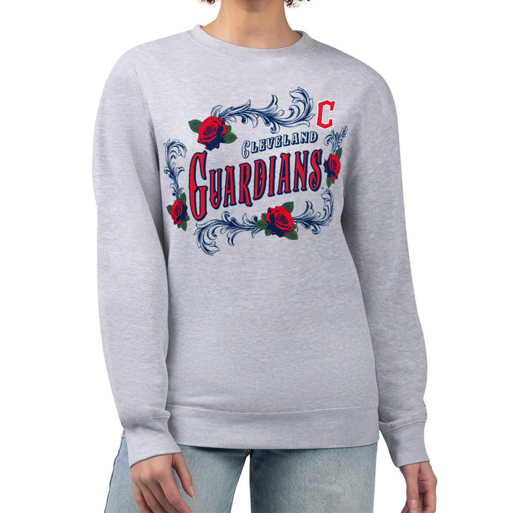Cleveland Guardians G-III 4Her by Carl Banks Women's Retro Roses Fleece Pullover Sweatshirt - Gray Pullover