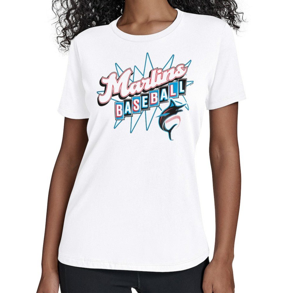 Miami Marlins Starter Women's Drive-In T-Shirt - White T-shirts