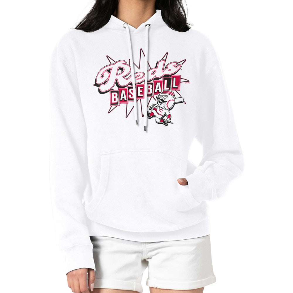 Cincinnati Reds Starter Women's Drive-In Pullover Hoodie - White Hoodies