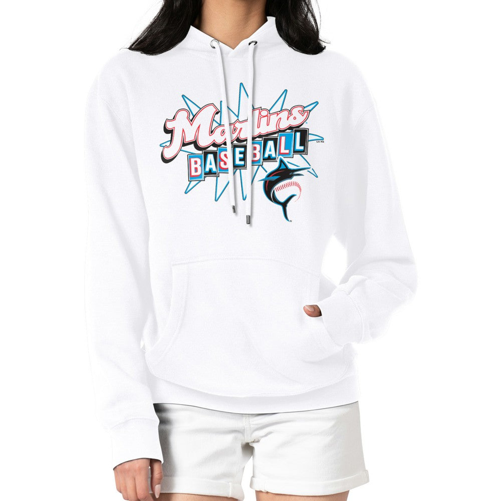 Miami Marlins Starter Women's Drive-In Pullover Hoodie - White Hoodies