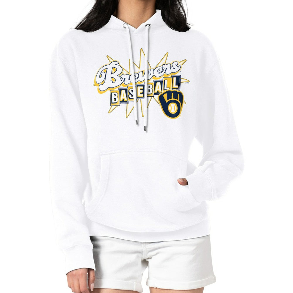 Milwaukee Brewers Starter Women's Drive-In Pullover Hoodie - White Hoodies