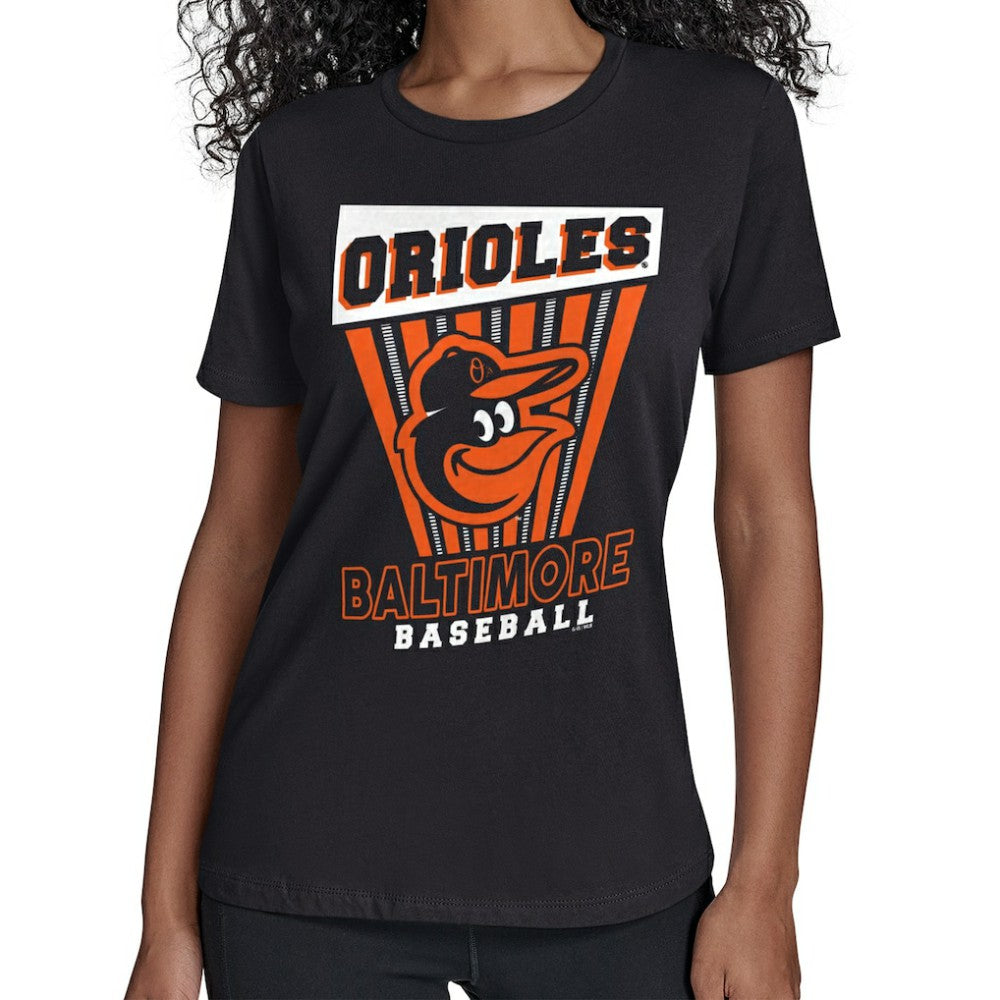 Baltimore Orioles Starter Women's Poster Print T-Shirt - Black T-shirts