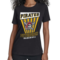 Pittsburgh Pirates Starter Women's Poster Print T-Shirt - Black T-shirts