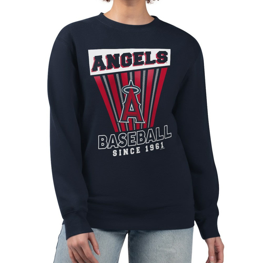 Los Angeles Angels Starter Women's Poster Print Pullover Sweatshirt - Navy Pullover