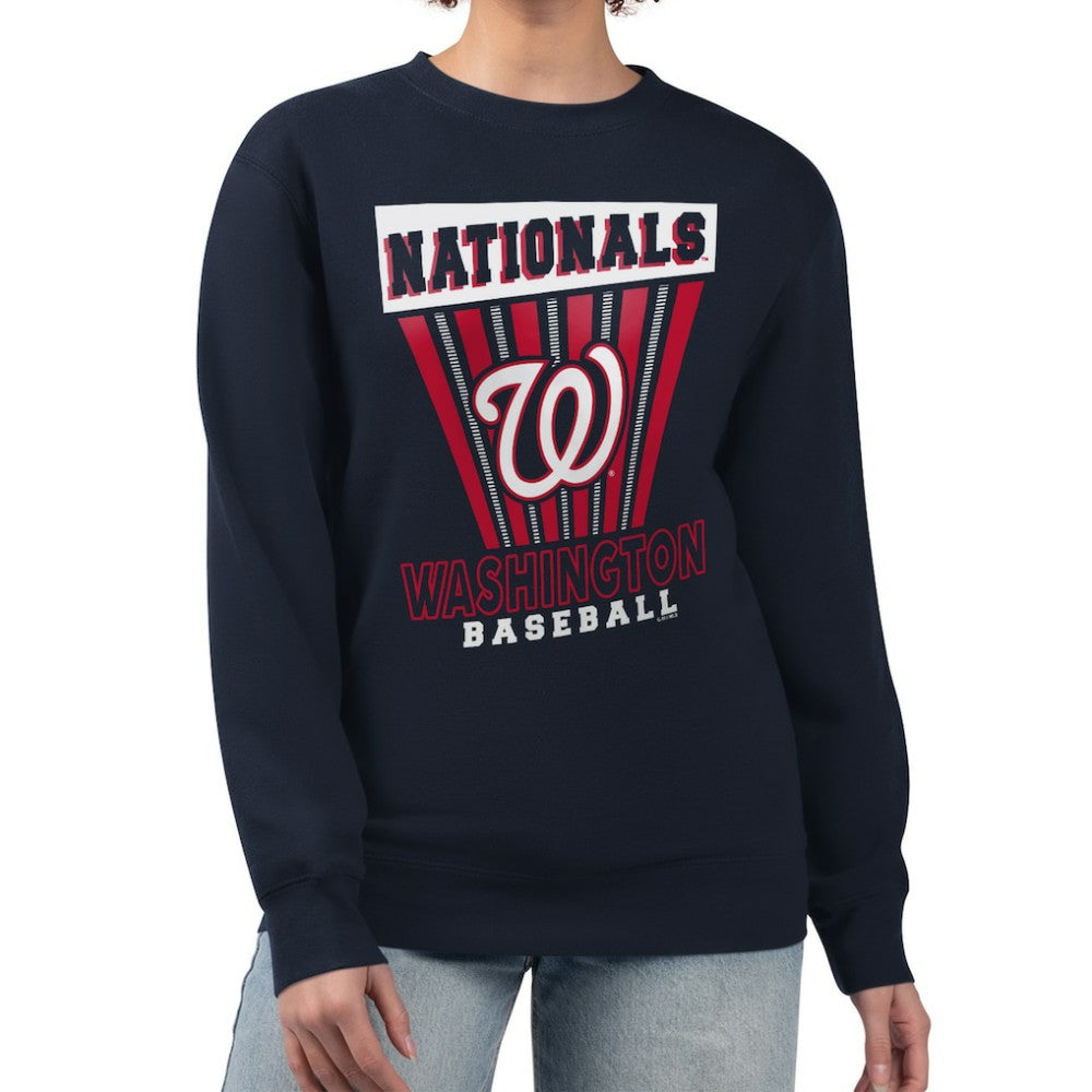 Washington Nationals Starter Women's Poster Print Pullover Sweatshirt - Navy Pullover