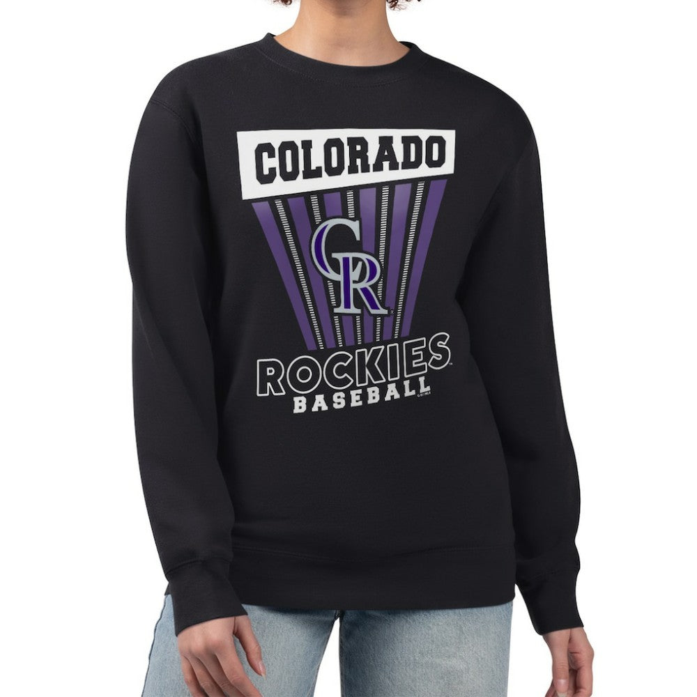 Colorado Rockies Starter Women's Poster Print Pullover Sweatshirt - Black Pullover