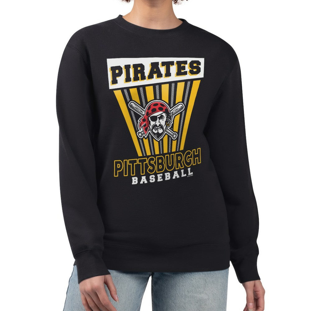 Pittsburgh Pirates Starter Women's Poster Print Pullover Sweatshirt - Black Pullover