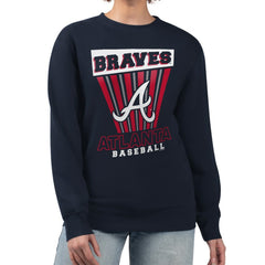 Atlanta Braves Starter Women's Poster Print Pullover Sweatshirt - Navy Pullover