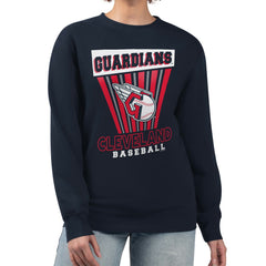 Cleveland Guardians Starter Women's Poster Print Pullover Sweatshirt - Navy Pullover