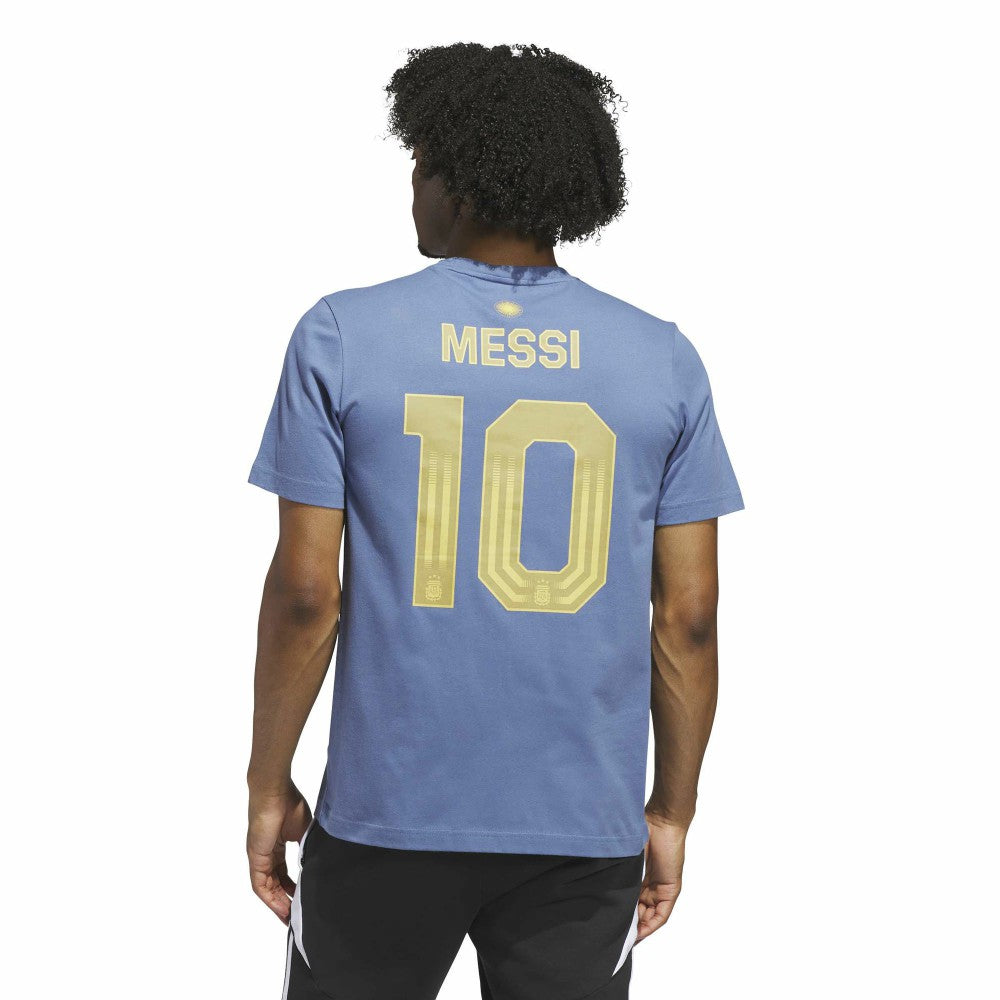 Lionel Messi Argentina National Team Name & Number T-Shirt Blue shop