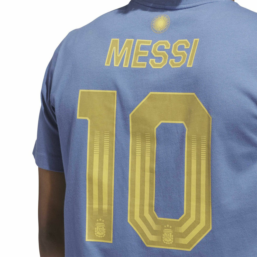 Lionel Messi Argentina National Team Name & Number T-Shirt Blue shop