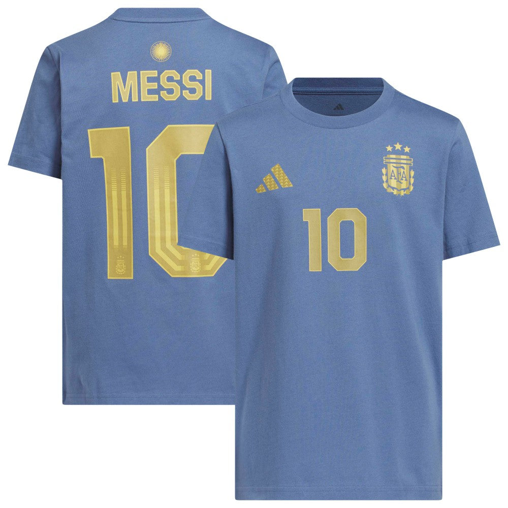 Lionel Messi Argentina National Team Youth Name & Number T-Shirt Blue