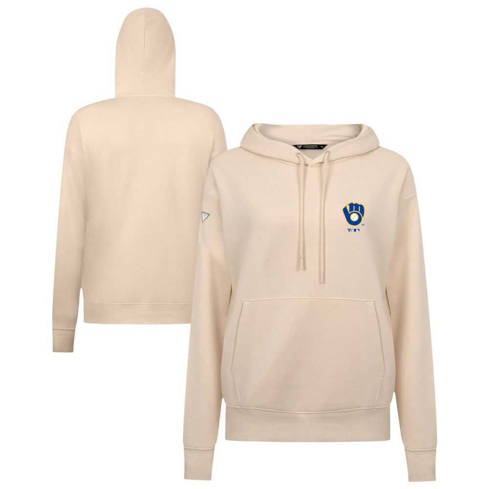 Milwaukee Brewers Levelwear Women's Cooperstown Collection Adorn Core Logo Pullover Hoodie - Khaki Hoodies