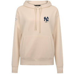 New York Yankees Levelwear Women's Cooperstown Collection Adorn Core Logo Pullover Hoodie - Khaki Hoodies