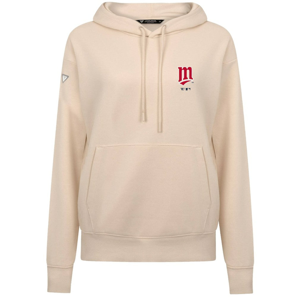 Minnesota Twins Levelwear Women's Cooperstown Collection Adorn Core Logo Pullover Hoodie - Khaki Hoodies