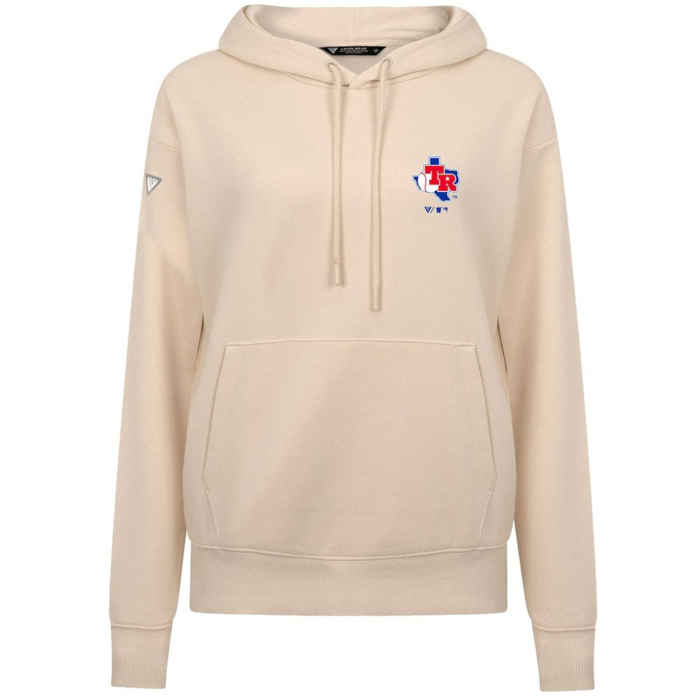 Texas Rangers Levelwear Women's Cooperstown Collection Adorn Core Logo Pullover Hoodie - Khaki Hoodies