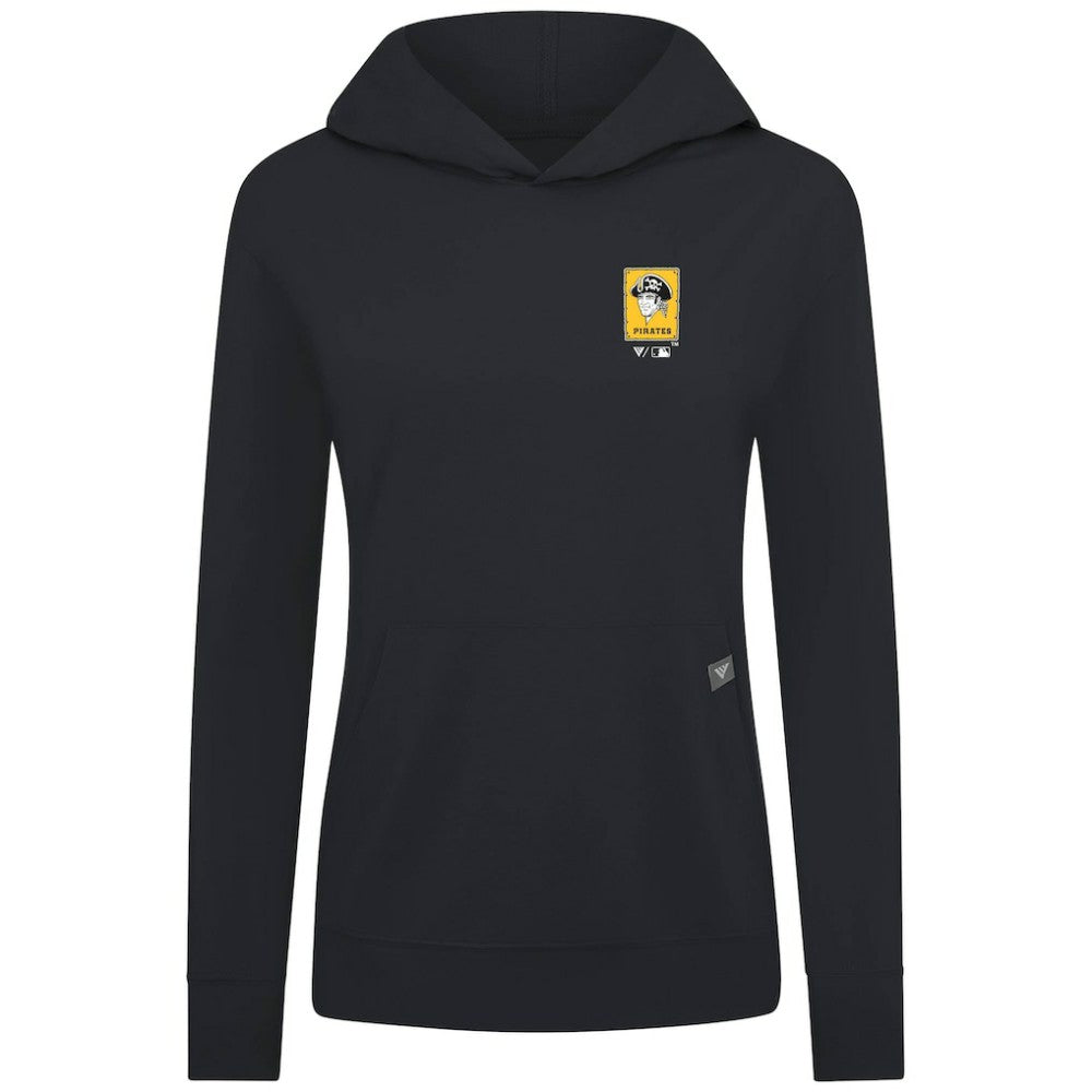 Pittsburgh Pirates Levelwear Women's Cooperstown Collection Relay Core Logo Pullover Hoodie - Black Hoodies