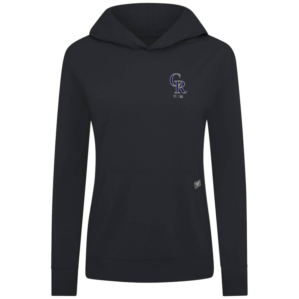 Colorado Rockies Levelwear Women's Cooperstown Collection Relay Core Logo Pullover Hoodie - Black Hoodies