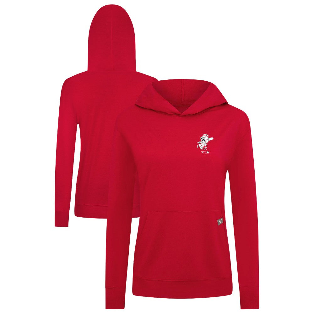 Cincinnati Reds Levelwear Women's Cooperstown Collection Relay Core Logo Pullover Hoodie - Red Hoodies