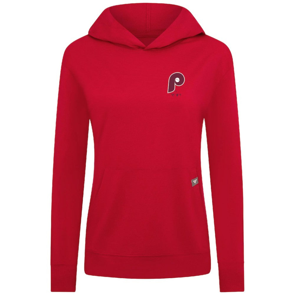 Philadelphia Phillies Levelwear Women's Cooperstown Collection Relay Core Logo Pullover Hoodie - Red Hoodies