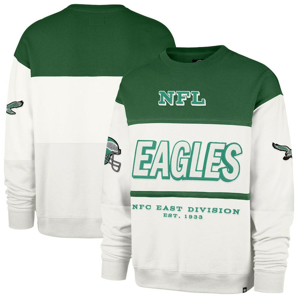 Philadelphia Eagles '47 Throwback Breeze Maximalist Sweatshirt Kelly Green/Cream