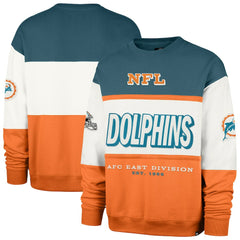 Miami Dolphins '47 Throwback Breeze Maximalist Sweatshirt Aqua/Orange