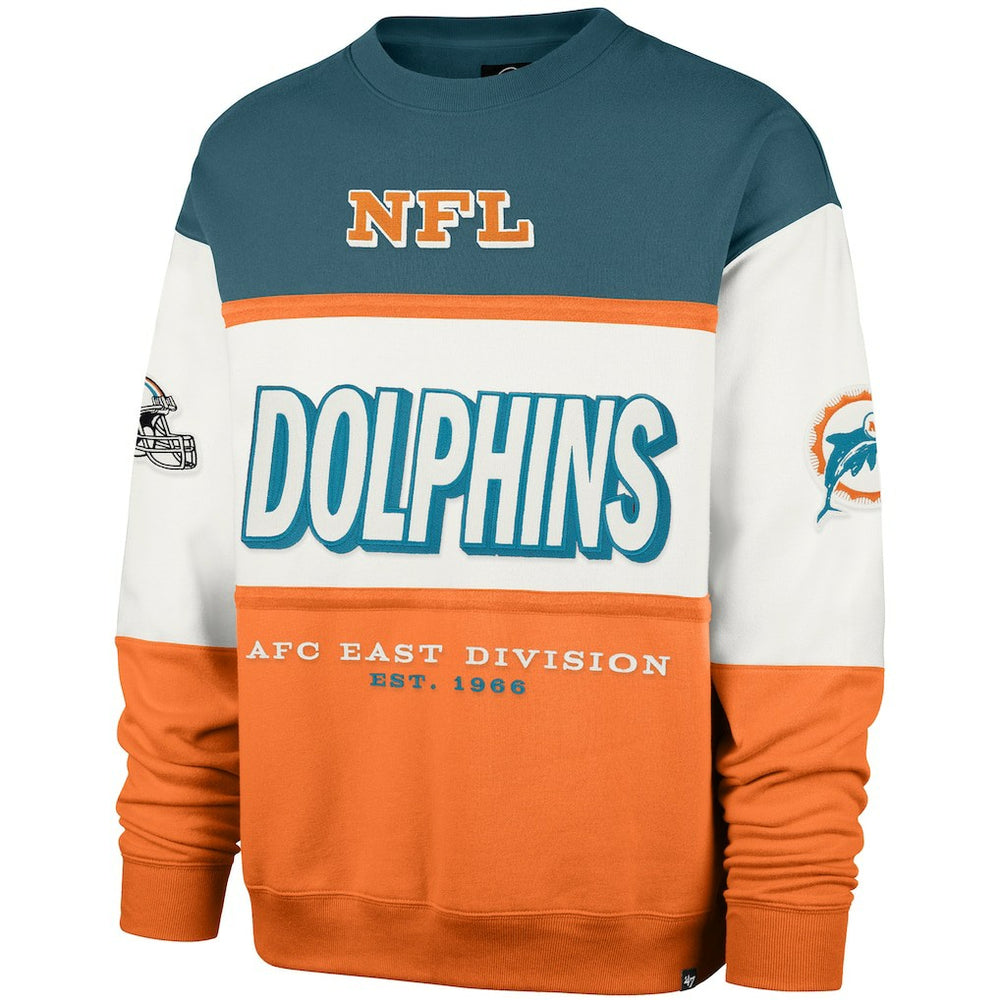 Miami Dolphins '47 Throwback Breeze Maximalist Sweatshirt Aqua/Orange