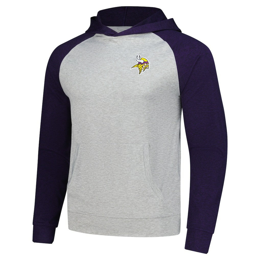 Minnesota Vikings Antigua Urgent Pullover Hoodie Heather Gray/Purple