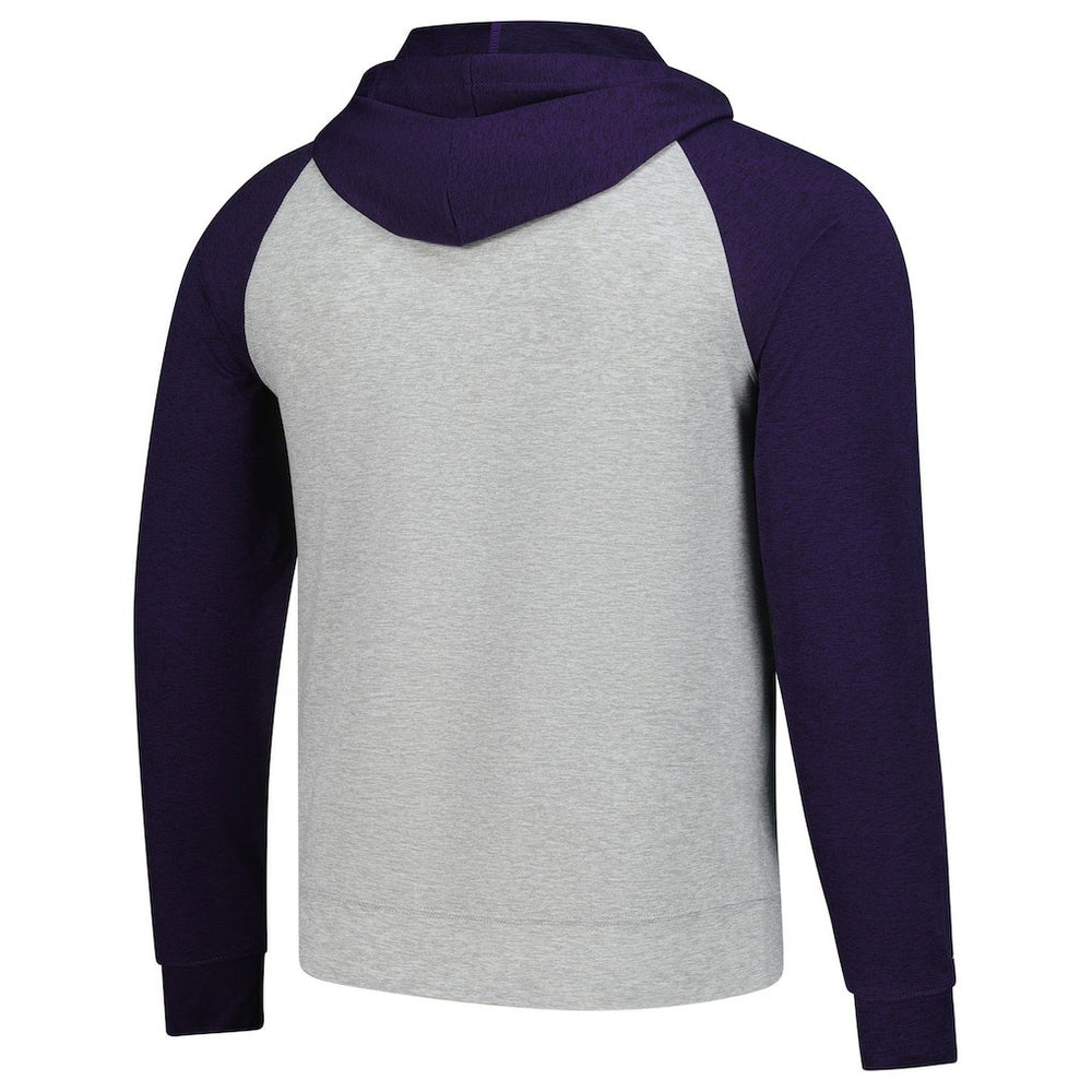 Minnesota Vikings Antigua Urgent Pullover Hoodie Heather Gray/Purple