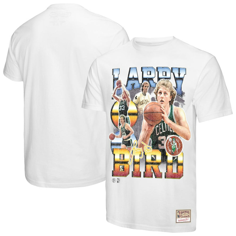 Larry Bird Boston Celtics Commemorative Collage T-Shirt White