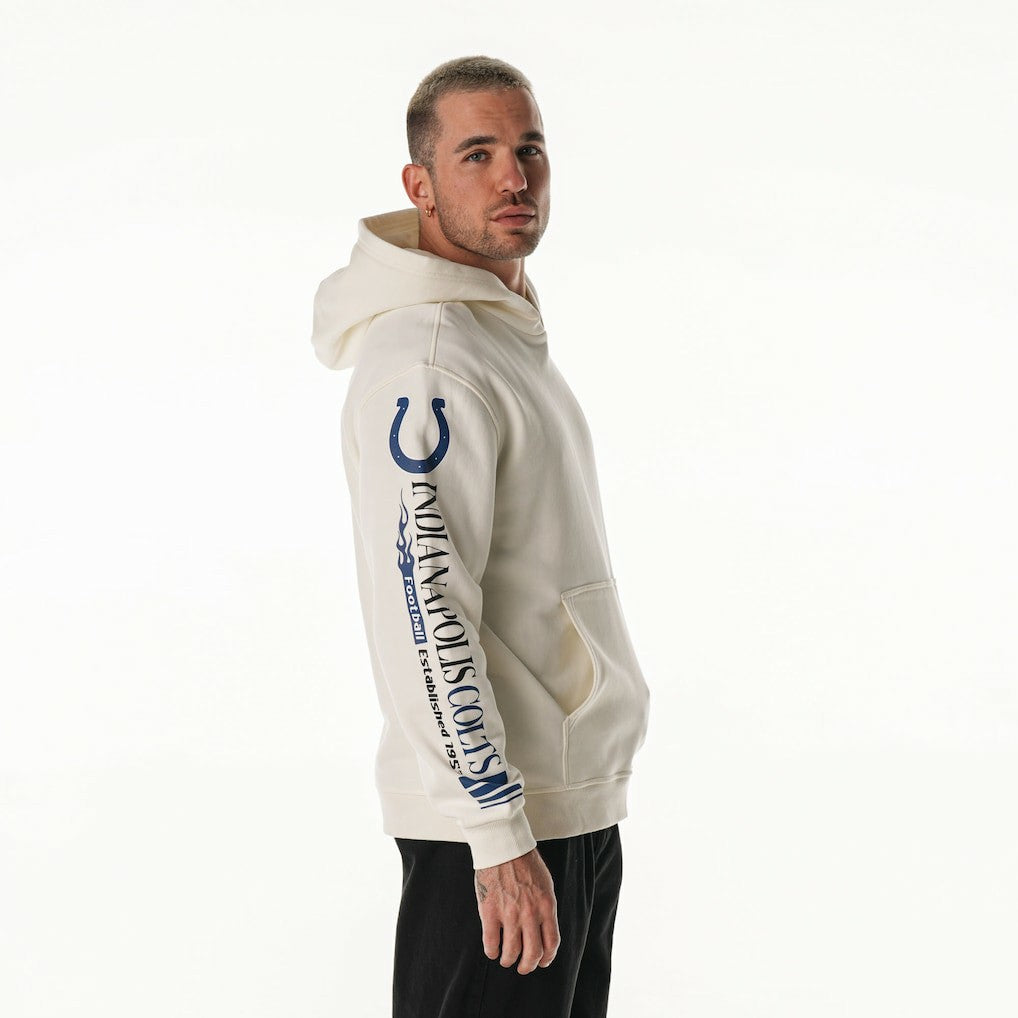 Indianapolis Colts The Wild Collective Unisex Stacked Graphic Sleeve Fleece Hoodie Cream
