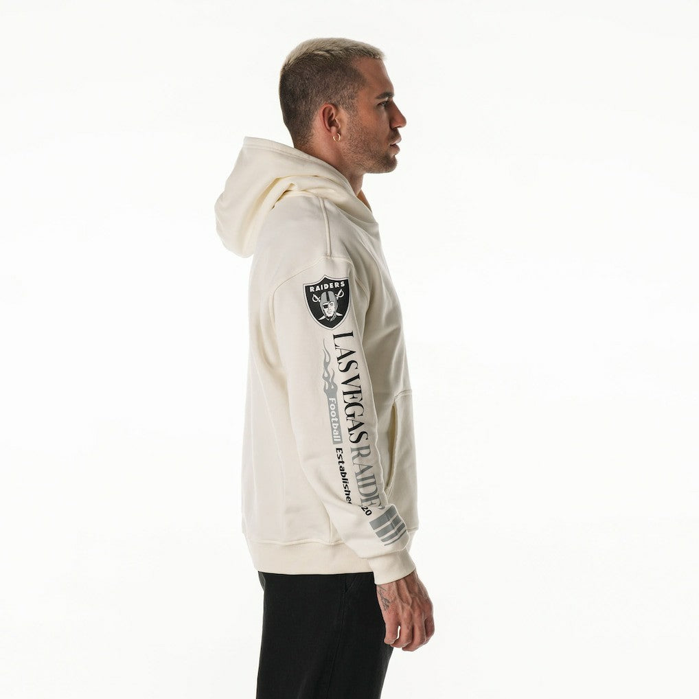 Las Vegas Raiders The Wild Collective Unisex Stacked Graphic Sleeve Fleece Hoodie Cream