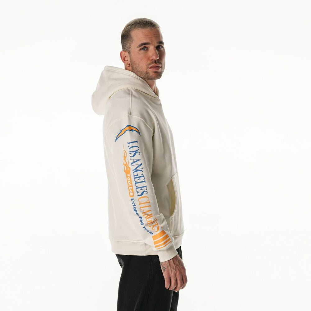 Los Angeles Chargers The Wild Collective Unisex Stacked Graphic Sleeve Fleece Hoodie Cream