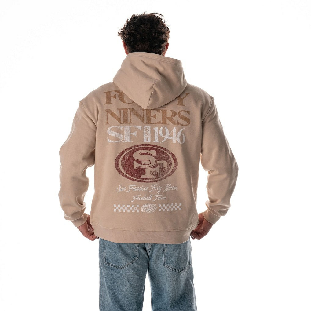 San Francisco 49ers The Wild Collective Unisex Oversized Graphic Fleece Hoodie Tan